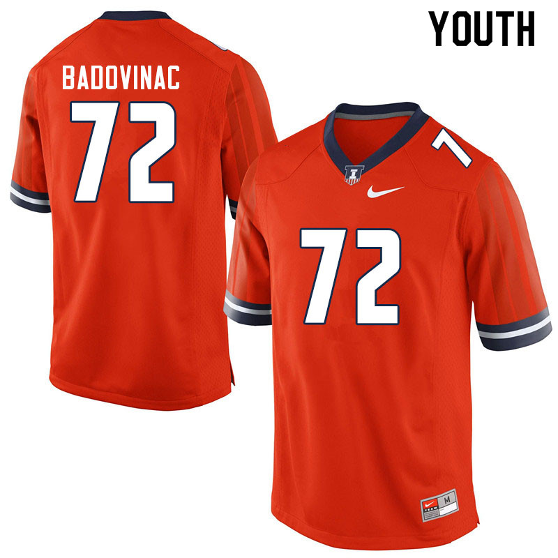 Youth #72 Jack Badovinac Illinois Fighting Illini College Football Jerseys Sale-Orange